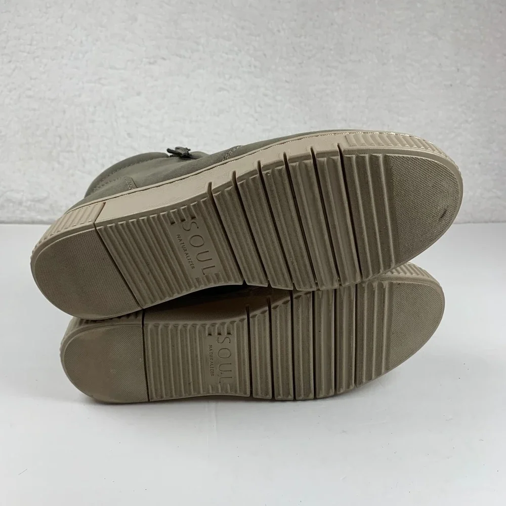 SOUL Naturalizer Turner-Mid Comfort Booties Women 8 Dark Olive Faux Leather 7834